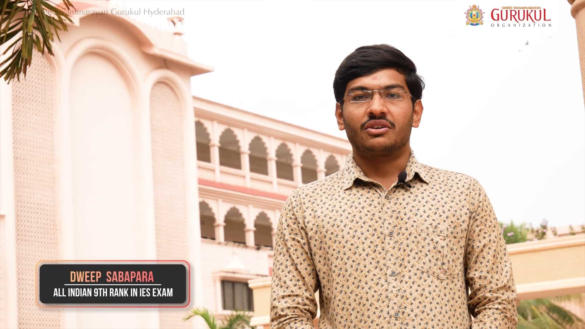 Dweep Sabapara, All Indian 9th rank in IES Exam