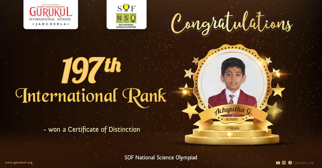 197th International Rank in SOF – NSO (National Science Olympiad)