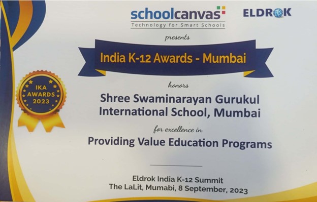 Certificate of india k-12 awards - mumbai