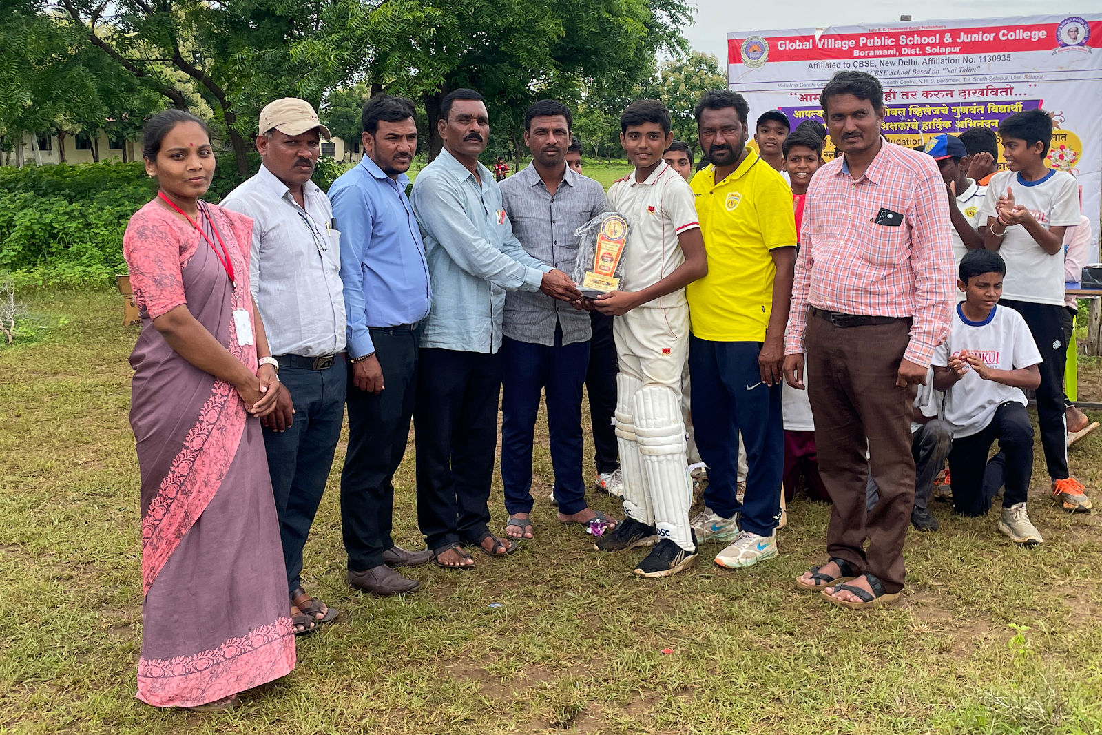 District Level Cricket Match Win U-14 by Students of Gurukul Solapur