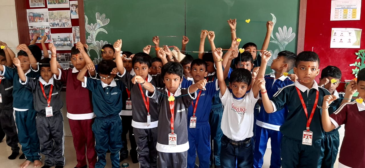 Rakhi Making Activity Shree Swaminarayan Gurukul International School