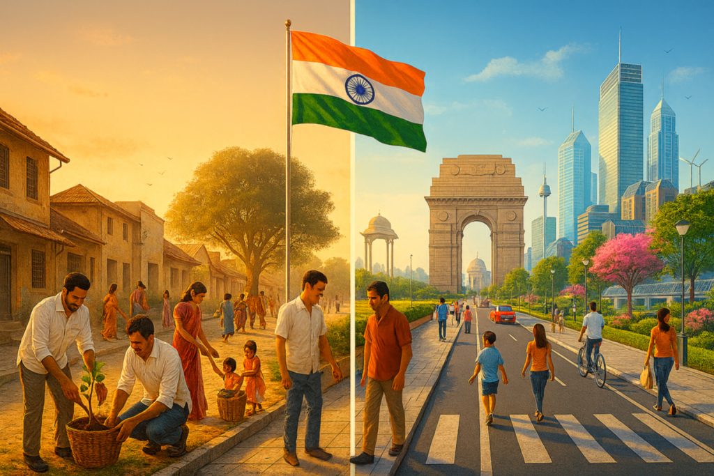 Citizens Working Hard For The Development Of India And After That India Being Fully Developed