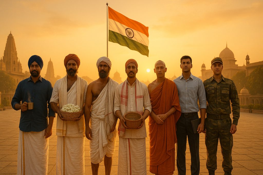 Unity In Diversity With People From Different Professions And Faiths Standing Together Under The Indian Flag