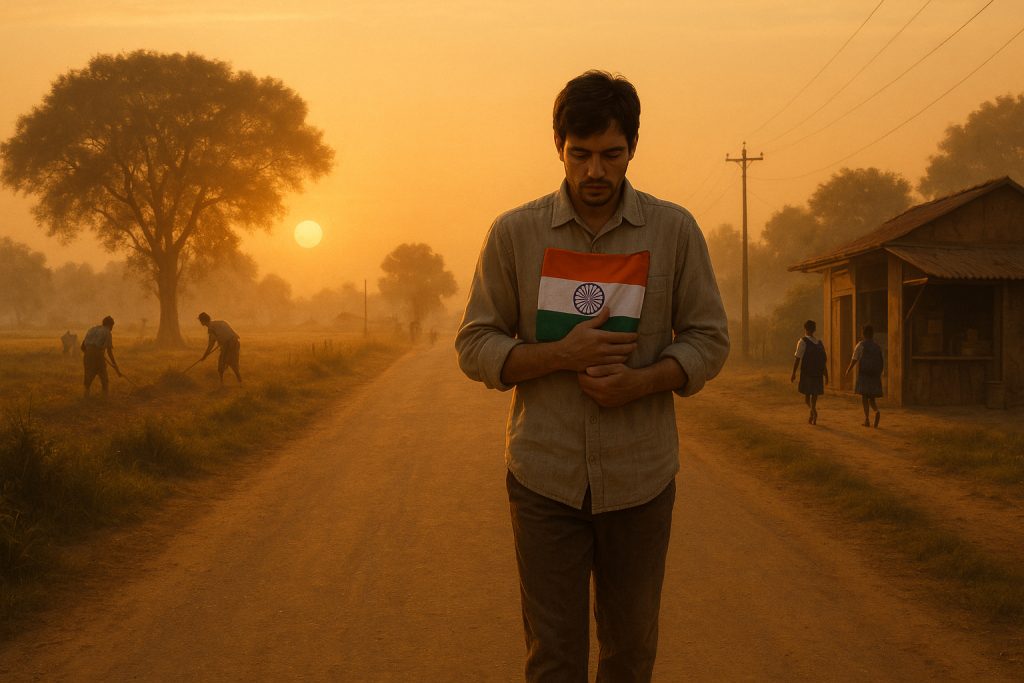 Patriotism And National Pride Rooted In Rural India, Symbolizing Unity, Respect For The Nation, And Connection To Its People