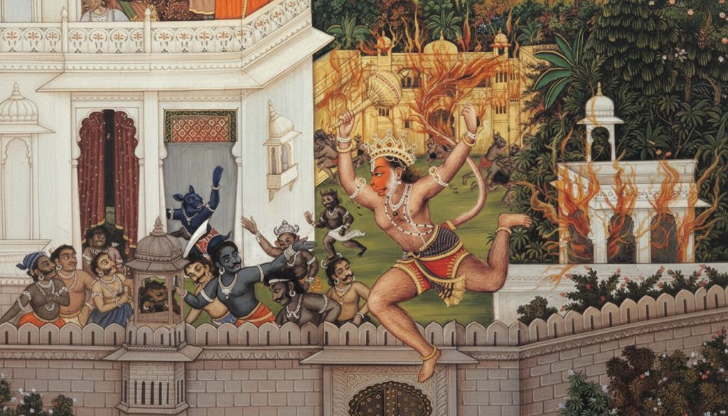 Hanuman Setting Lanka Ablaze After Meeting Sita, Boldly Acting Beyond His Assigned Mission As A True Sevak.