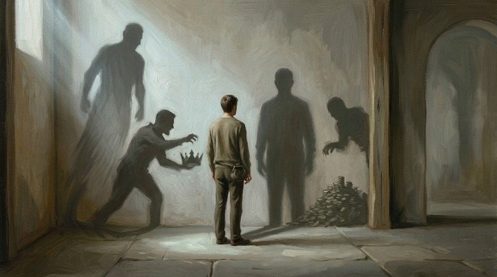 Self Shadow Showing Inner Self With Ego Greed And Lust For Power