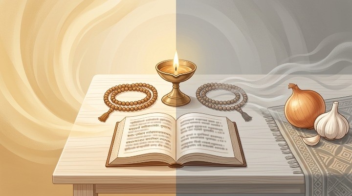 Concept Illustration Showing Onion And Garlic Symbolizing Spiritual Dullness And Reduced Interest In Spiritual Practices