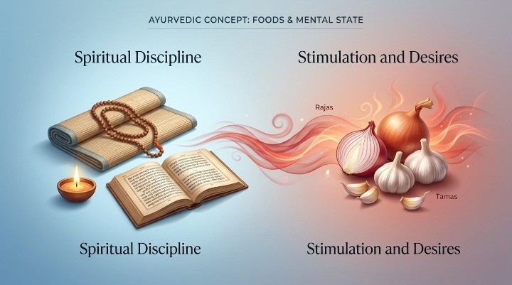 Onion And Garlic Symbolizing Stimulation Of Sensual Desires According To Ayurvedic Beliefs.