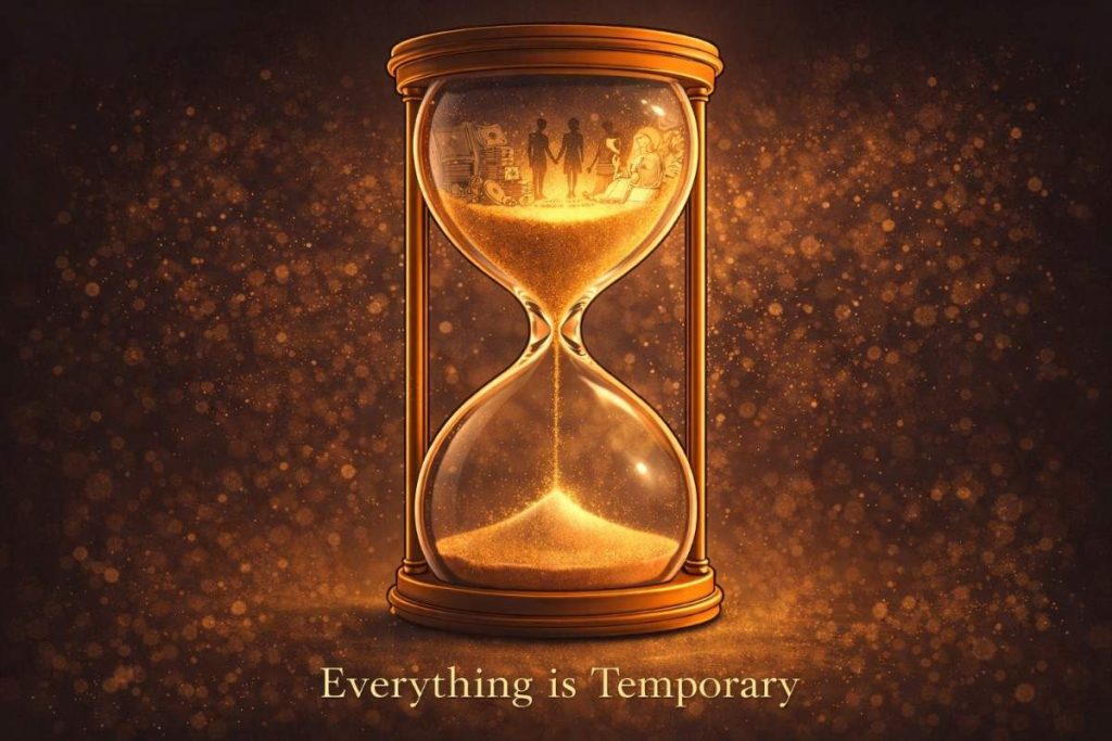 Hour Glass Image Showing The Time Symbolizing Everything Is Temporary