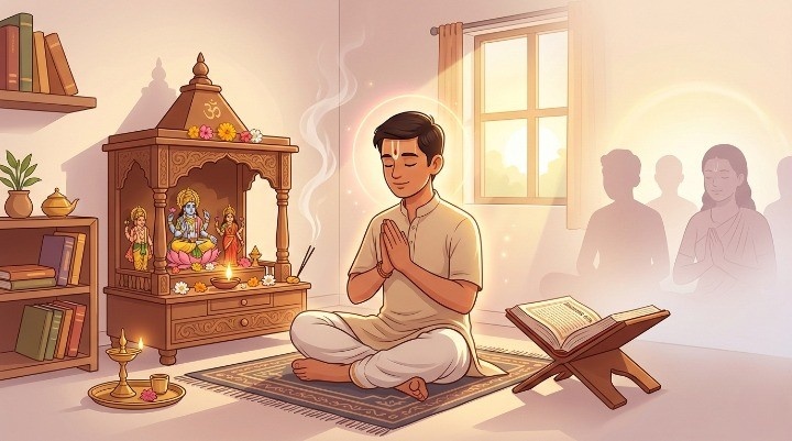 Devotee Doing His Daily Prayers
