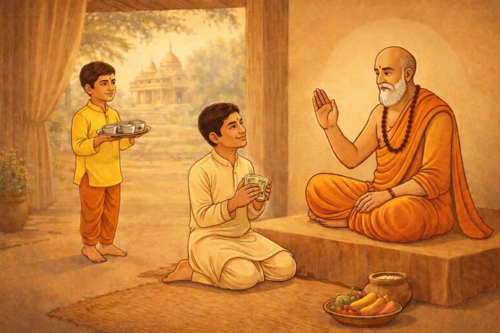 Devotee Showing Nishkam Seva To His Guru