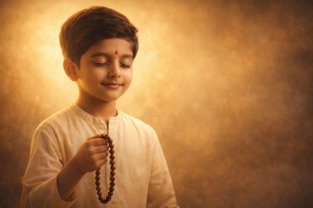 Student Chanting Swaminaryan With Mala